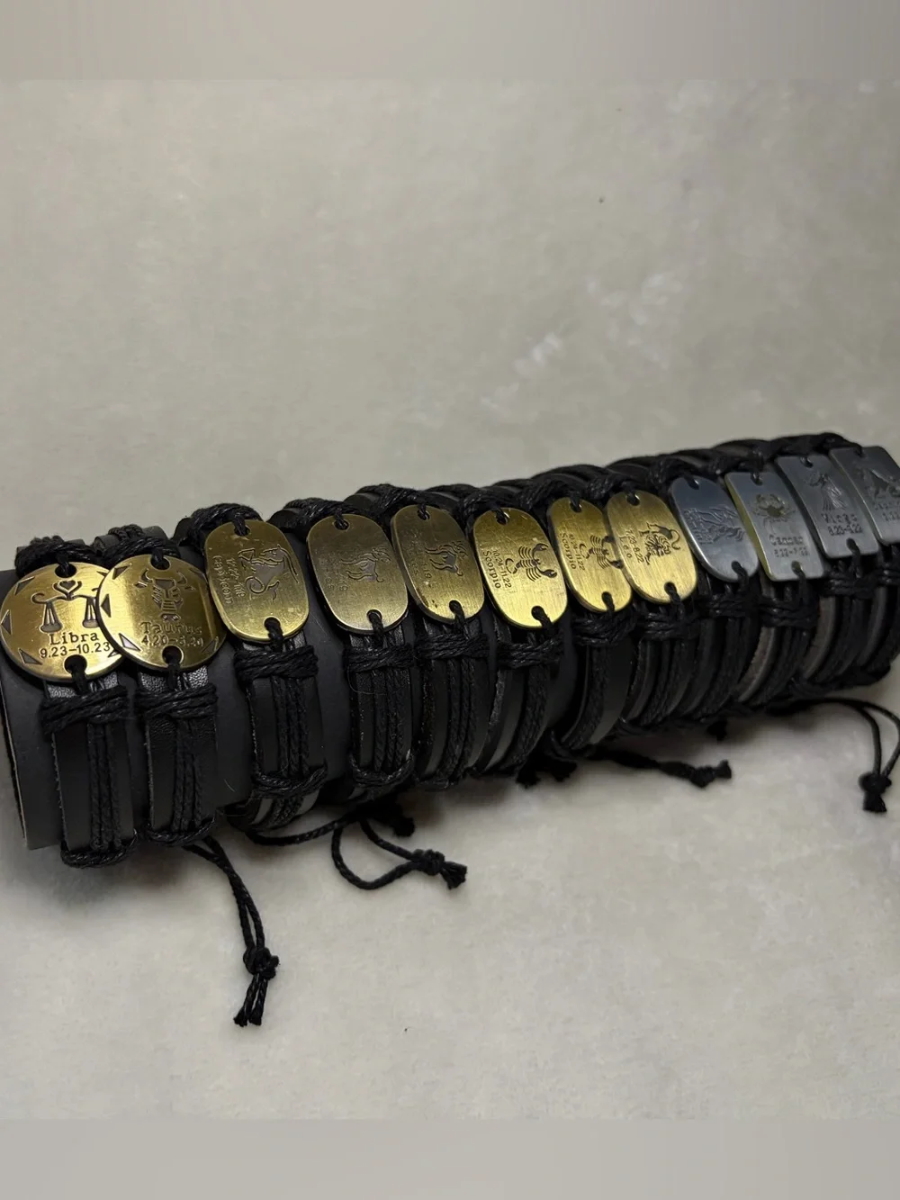 Black Braided Leather Zodiac Bracelet